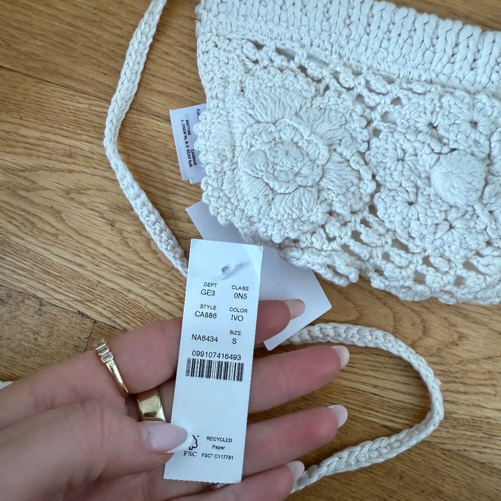 NWT J. Crew Crochet Bralette Floral Appliqué In Cream 100% Cotton Sz Small - Picture 2 of 6